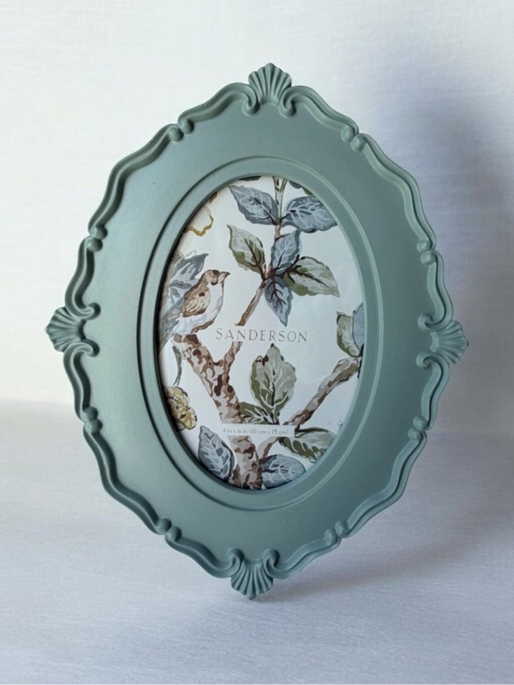 Sage Green Ornate Oval Photo Frame 4”x6” photo